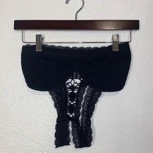 Free People Bralette with Detailed Back, Lace Bottom and Lace Straps